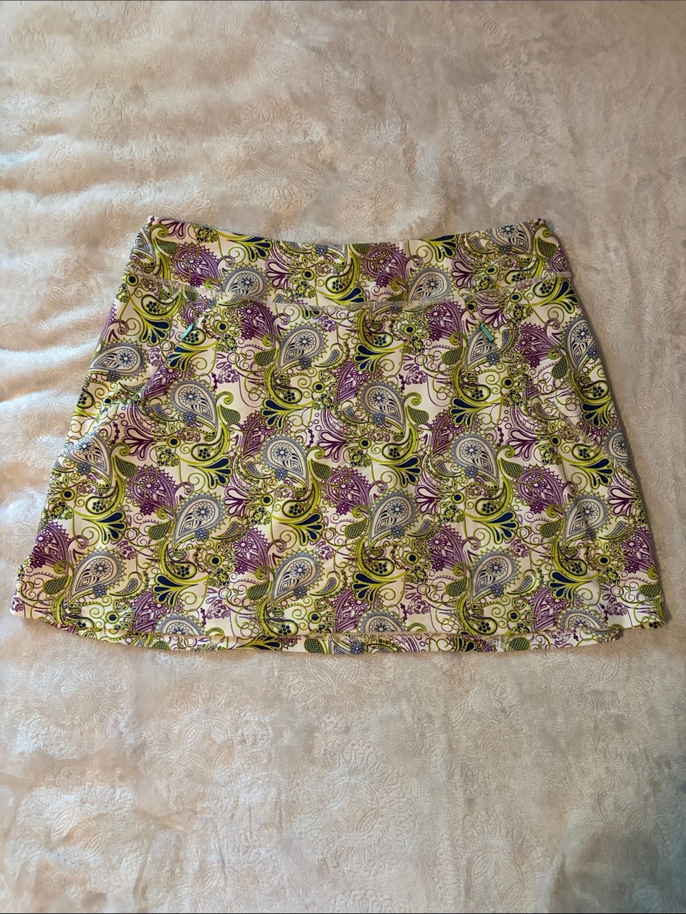 Title Nine Women's Purple & Green Paisley Skort, sz L